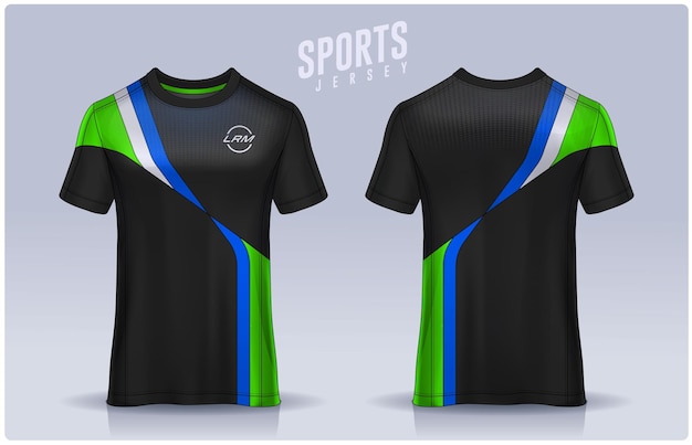 Vector tshirt sport ontwerpsjabloon voetbaltrui mockup voor voetbalclub uniform voor- en achteraanzicht