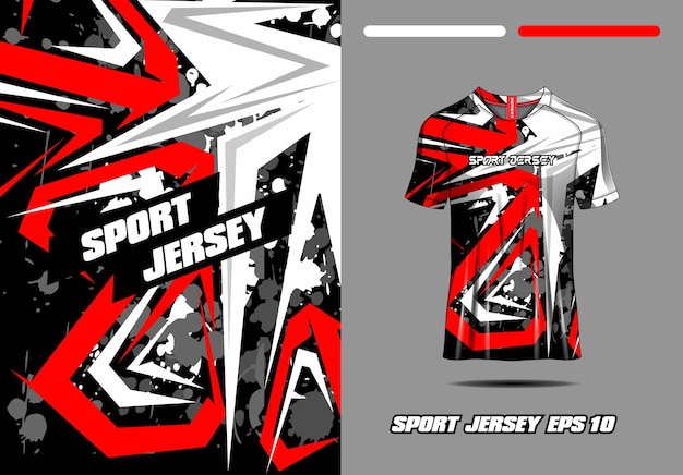 Tshirt sport rood wit grunge textuur achtergrond voetbal trui fietsen voetbal gaming vector