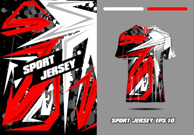 Vector tshirt sport rood wit grunge textuur achtergrond voetbal trui fietsen voetbal gaming vector