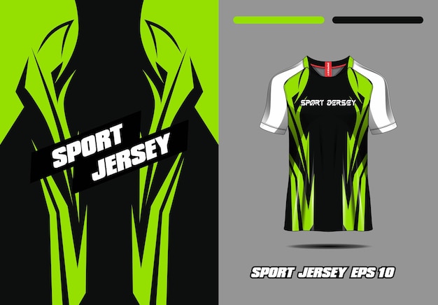 Vettore tshirt sfondo sportivo per maglia da calcio in discesa ciclismo gioco di calcio premium nero verde