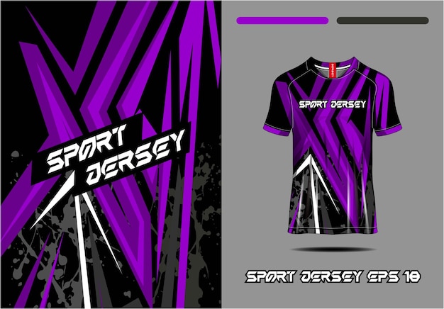 Tshirt design sportivo per jersey da corsa ciclismo calcio gioco premium vettore viola vettore premium