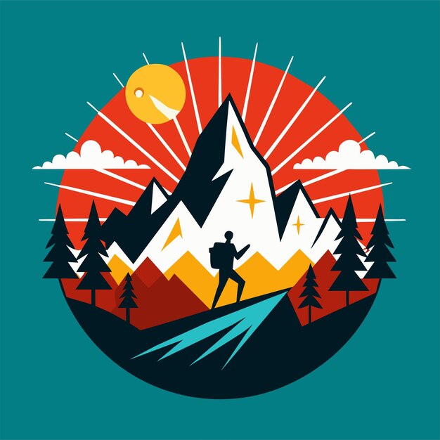 Vector tshirt sticker design of a bold minimalist graphic capturing the spirit of adventure