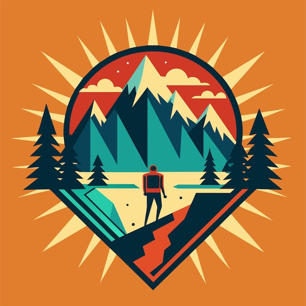 TShirt Sticker Design of a bold minimalist graphic capturing the spirit of adventure