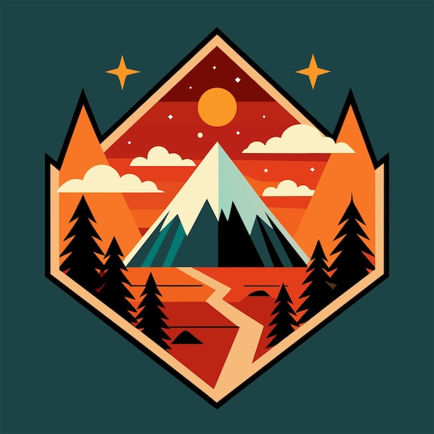 TShirt Sticker Design of a bold minimalist graphic capturing the spirit of adventure