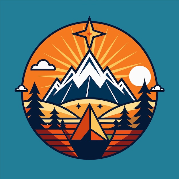 TShirt Sticker Design of a bold minimalist graphic capturing the spirit of adventure