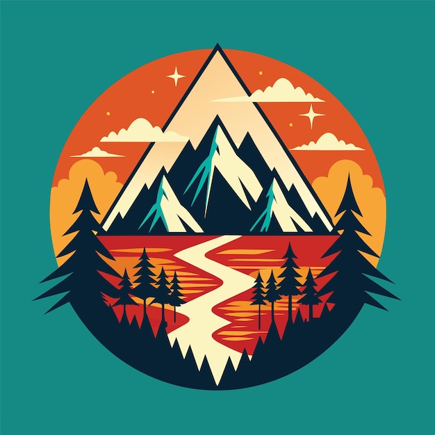 TShirt Sticker Design of a bold minimalist graphic capturing the spirit of adventure