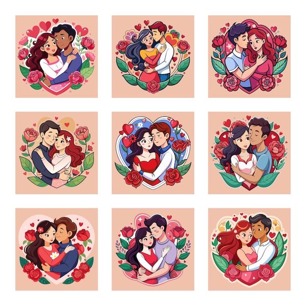 Tshirt sticker featuring a romantic couple in a tender embrace