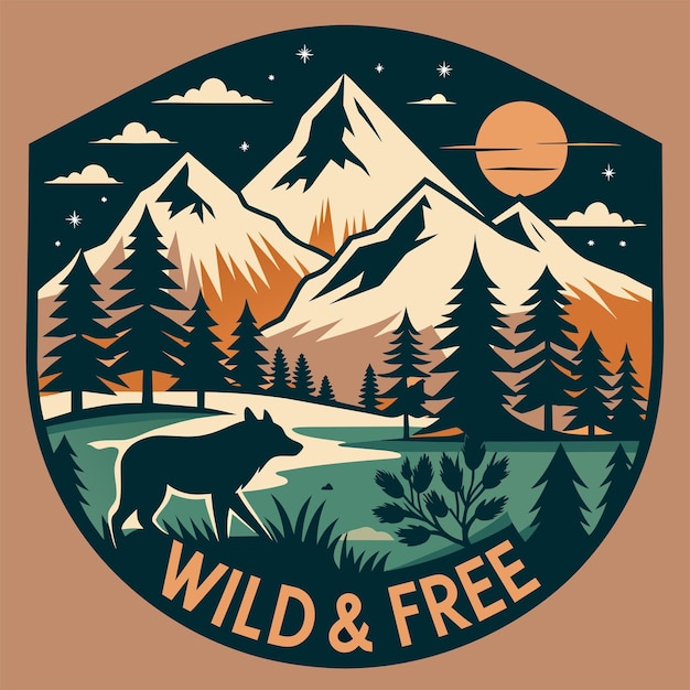 Tshirt sticker of Wild and Free Channel your inner adventurer with a design featuring majestic