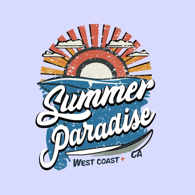 Vector tshirt typography design for summer paradise