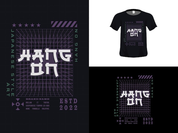 Дизайн цитаты типографии футболки Hang On для печати Шаблон плаката Premium векторы