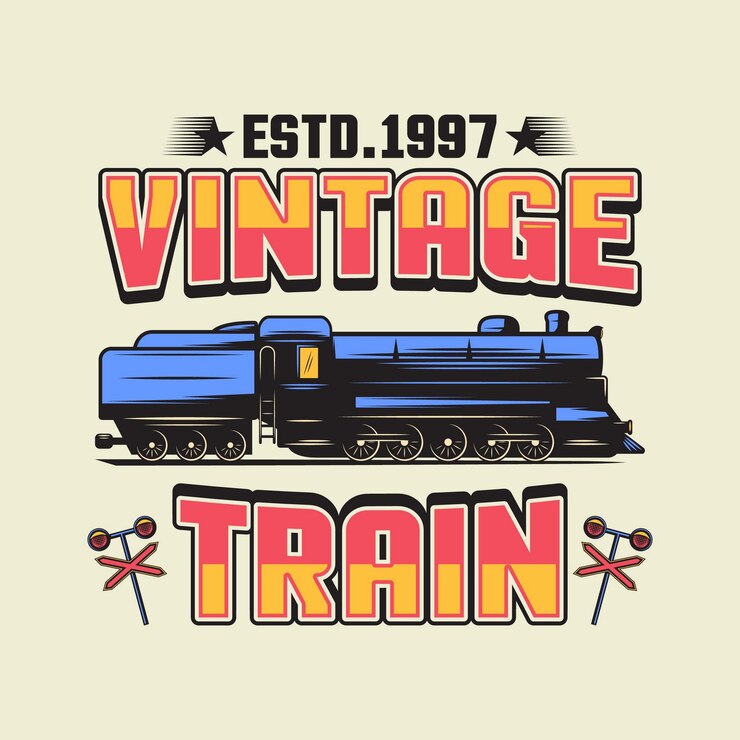 Vector tshirt vintage train vector design and emblem logo