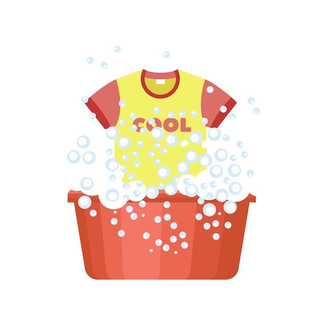 Tshirt wash plastic basin icon Flat illustration of tshirt wash plastic basin vector icon for web design