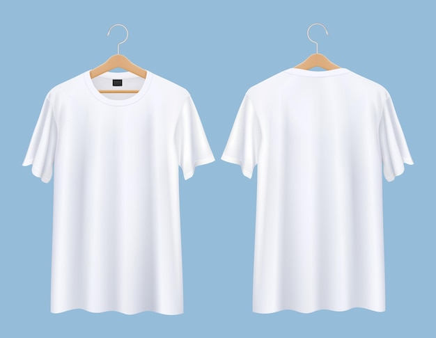 Vector tshirt with clothes hanger mockup front and back illustrations