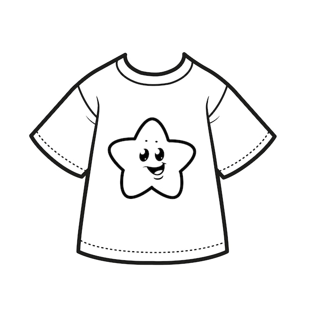 白い背景に着色するための少年の輪郭のための漫画ステゴサウルスを描いたTシャツ