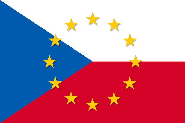 Tsjechische republiek nationale vlag met een cirkel van de eu