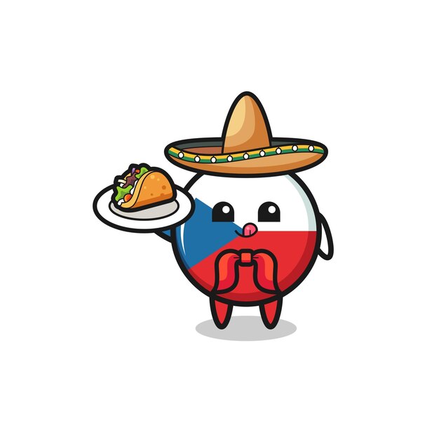 Tsjechische vlag Mexicaanse chef-kok mascotte met een schattig taco-ontwerp