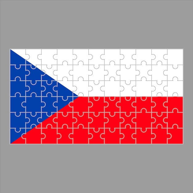 Tsjechische vlag van de puzzel op een grijze achtergrond