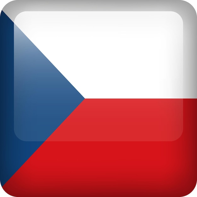 Tsjechische vlagknop Vierkant embleem van Tsjechisch Vector Tsjechisch vlagsymbool Kleuren en proporties correct