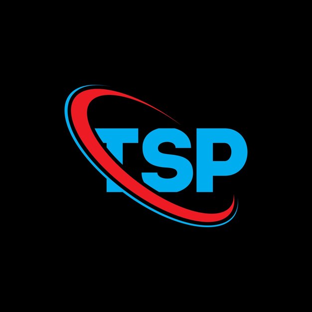 TSP 로고 TSP 글자 TSP 글자의 로고 디자인 이니셜 TSP로고는 원과 대문자 모노그램 로고와 연결되어 있으며 TSP는 기술 사업 및 부동산 브랜드를 위한 타이포그래피입니다.