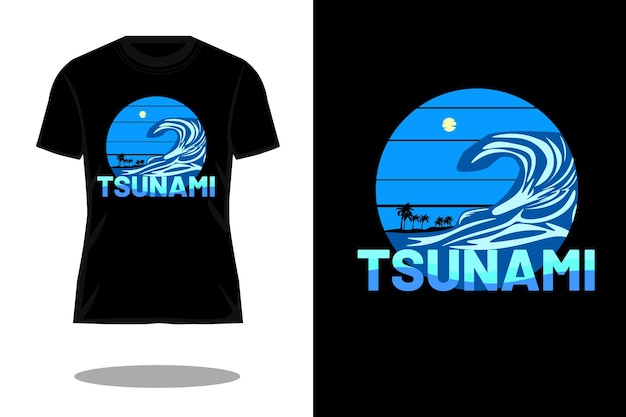 Tsunami silhouet retro t-shirt ontwerp