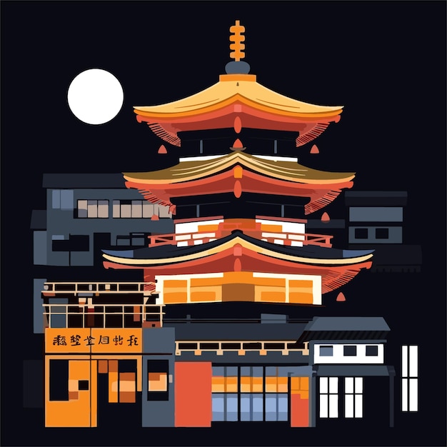 Vector tsutenkaku vector art minimal vector in flat style