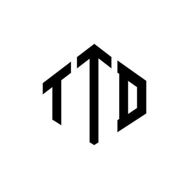 Логотип букв TTD с формой многоугольника TTD многоугольный и кубический дизайн логотипа TTD шестиугольный векторный шаблон логотипа белые и черные цвета TTD монограмма бизнес и логотип недвижимости