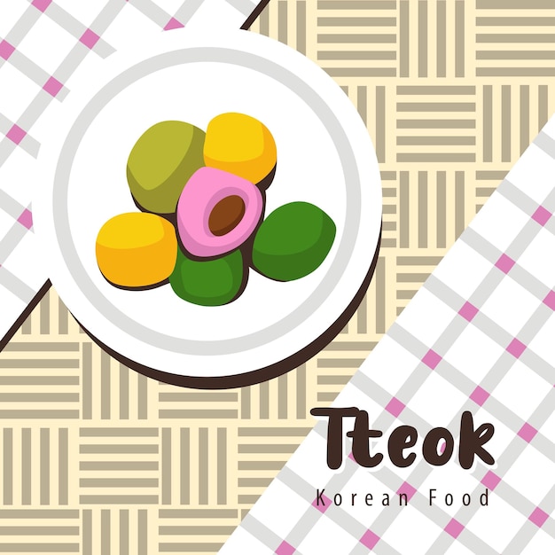 Векторный дизайн плоского стилра tteok