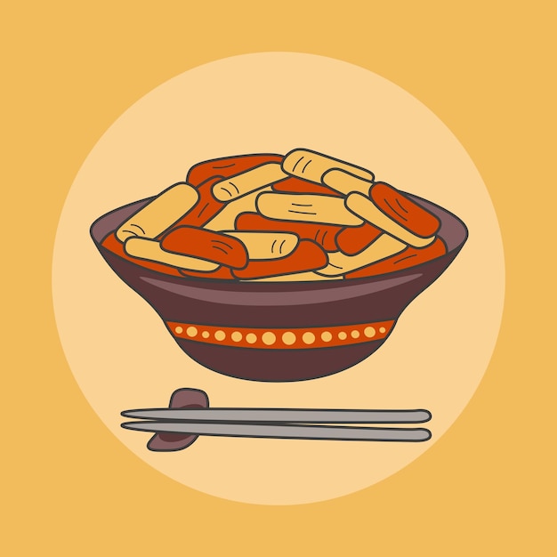 Tteokbokki korean food vector illustration doodle