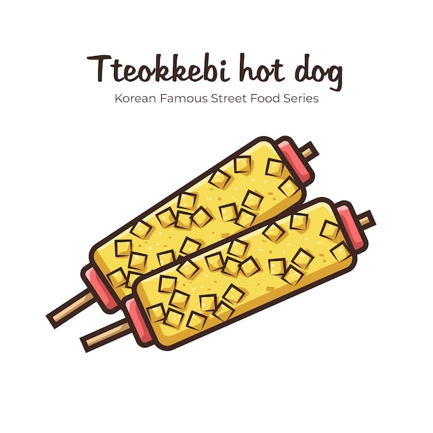 Tteokkebi hot dog worst koreaanse beroemde straatvoedselillustratie