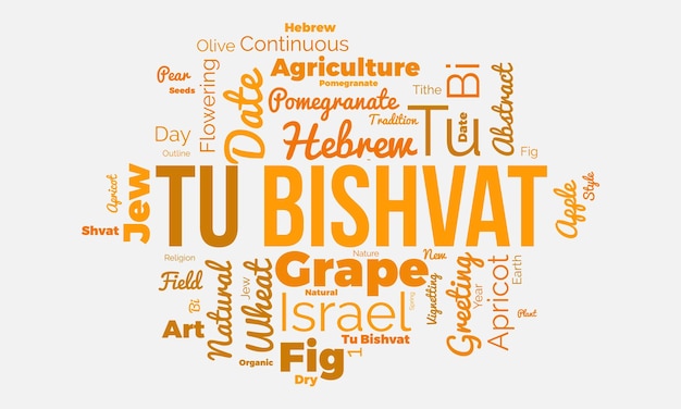 Tu Bishvat world cloud background Environment awareness Vector illustration design concept