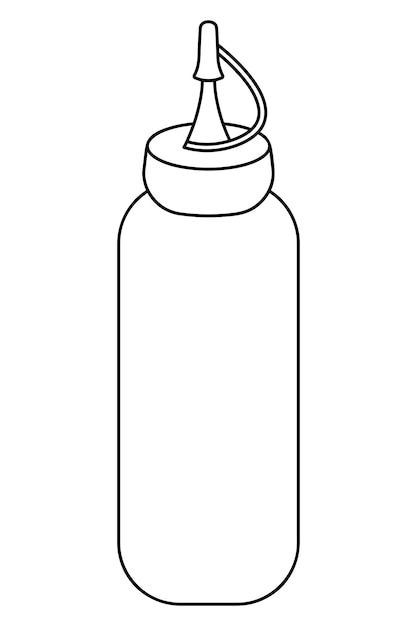 Tuba per ketchup o senape. bottiglia di salsa barbecue con tappo in stile doodle. schizzo. prodotto biologico