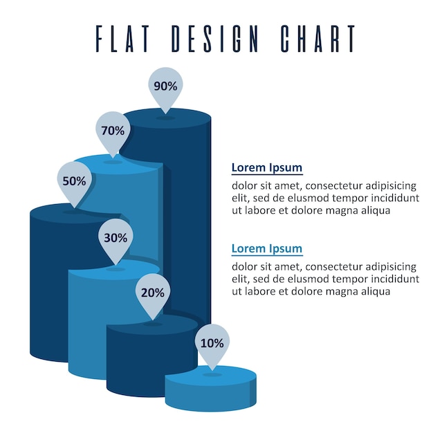 Grafico a tubo info elementi grafici modello di design piatto vettoriale