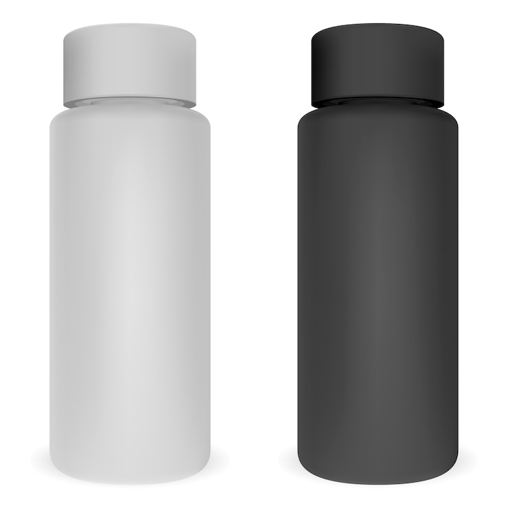 Vector tubular cosmetic bottle set. cylinder can