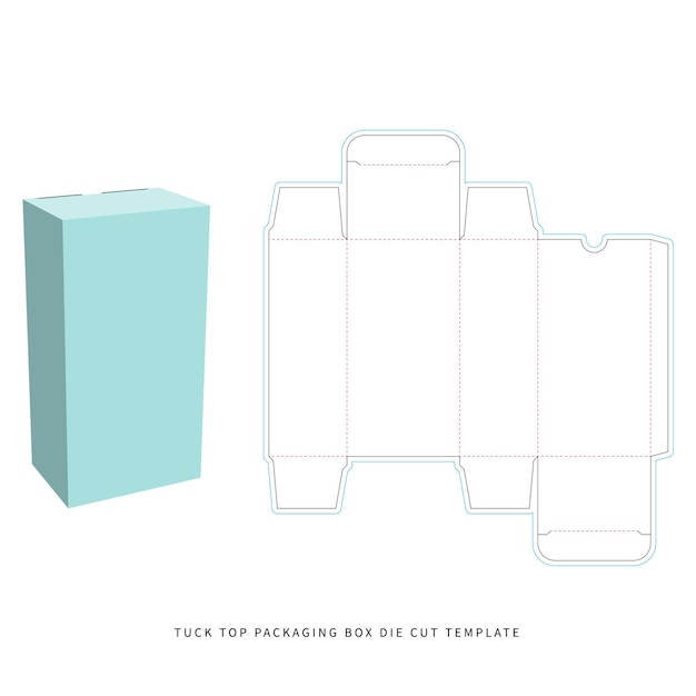 Vector tuck top perfume packaging box die cut template