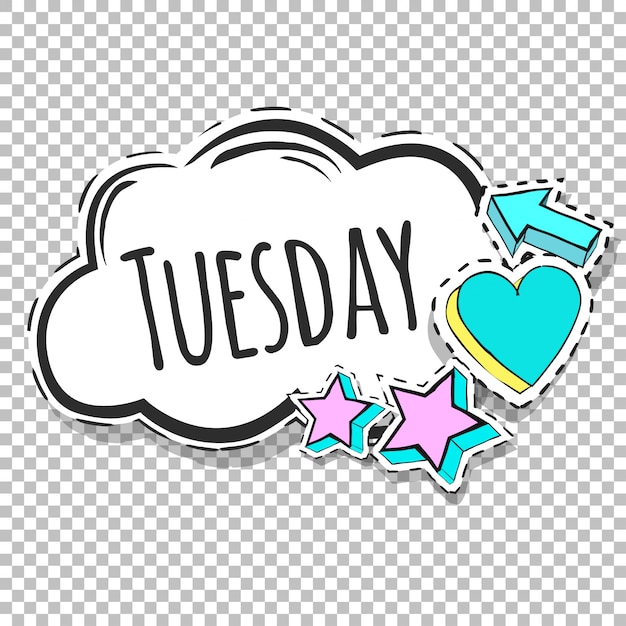 Colorful Cartoon Style Word Tuesday Isolated On White Background - Arte  vetorial de stock e mais imagens de Terça-feira - iStock