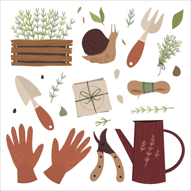 Tuin gereedschap set illustratie