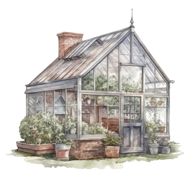 tuinhuis cartoon aquarel illustratie