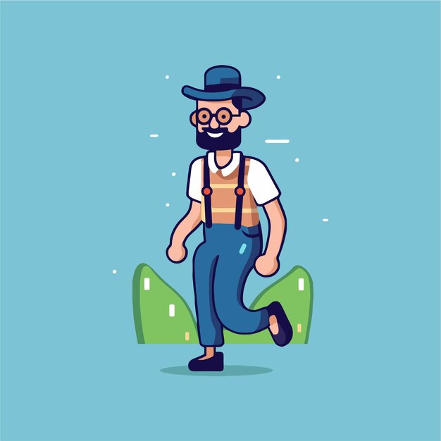 Tuinier man in hoed en overalls vector illustratie