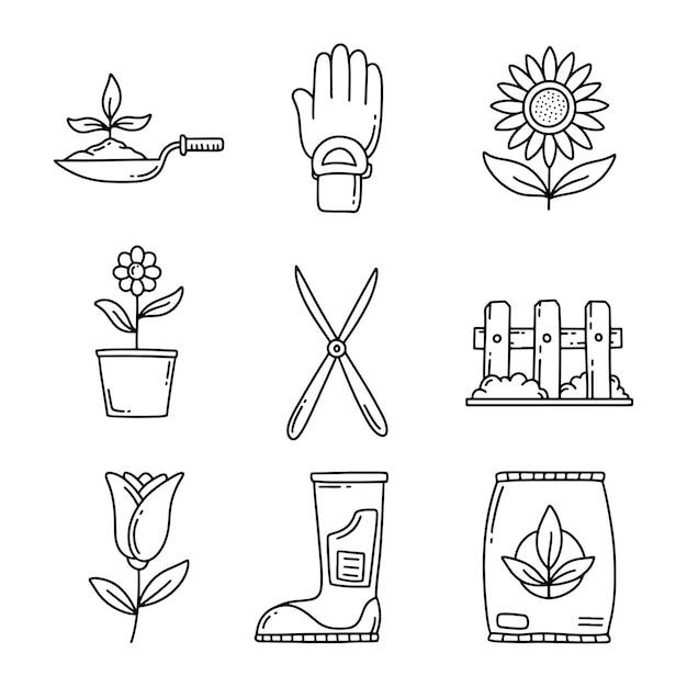 tuinieren pictogram hand getekende vector