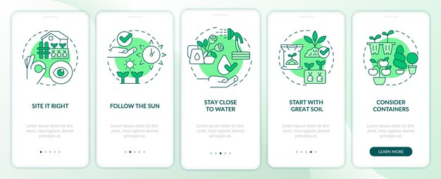Tuintips groen onboarding mobiel app-scherm