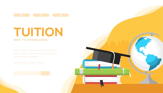 Tuition vector landing page template. online education, e-learning website homepage.