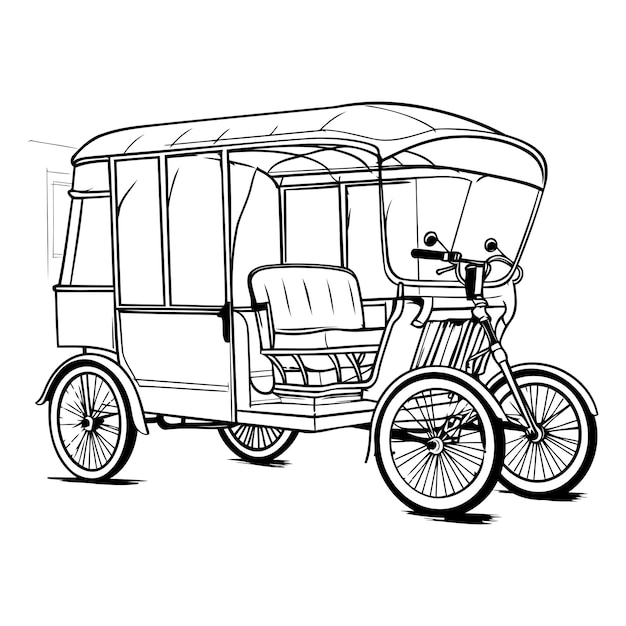 Tuk tuk rickshaw Hand drawn vector illustration