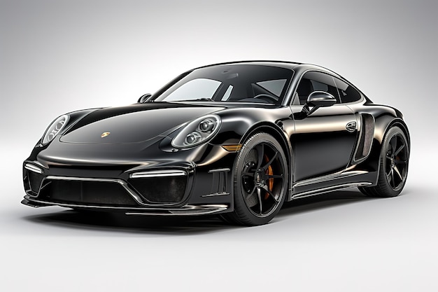 Vector tula rusland 15 maart 2021 porsche 911 turbo s 2016 zwarte sportwagencoupé geïsoleerd op witte achterkant