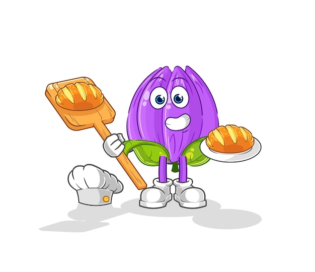 Tulip baker with bread cartoon mascot vector