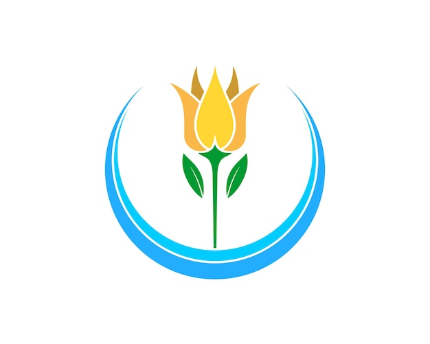 Tulip on the blue circle water logo