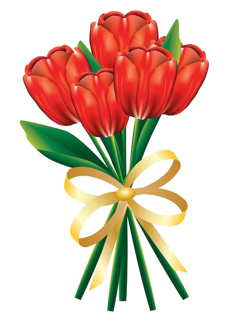 Tulip bouquet with bow