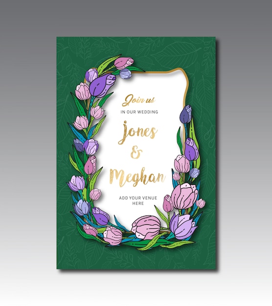 Tulip floral wedding card template