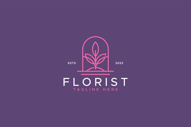 Logo minimalista astratto del fiore del tulipano per la moda di bellezza del fiorista di affari