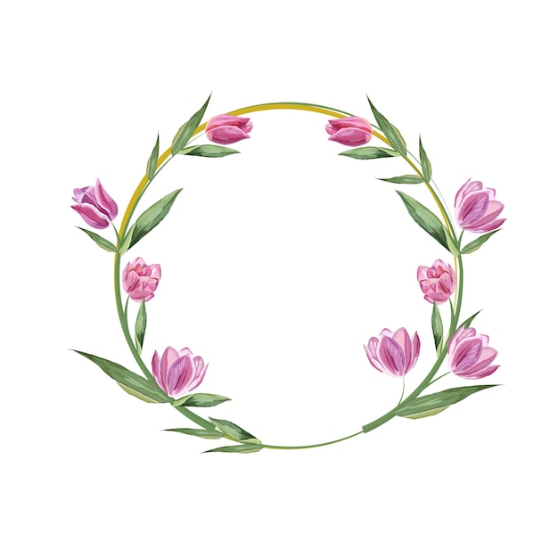 Tulip flower frame cirkel.