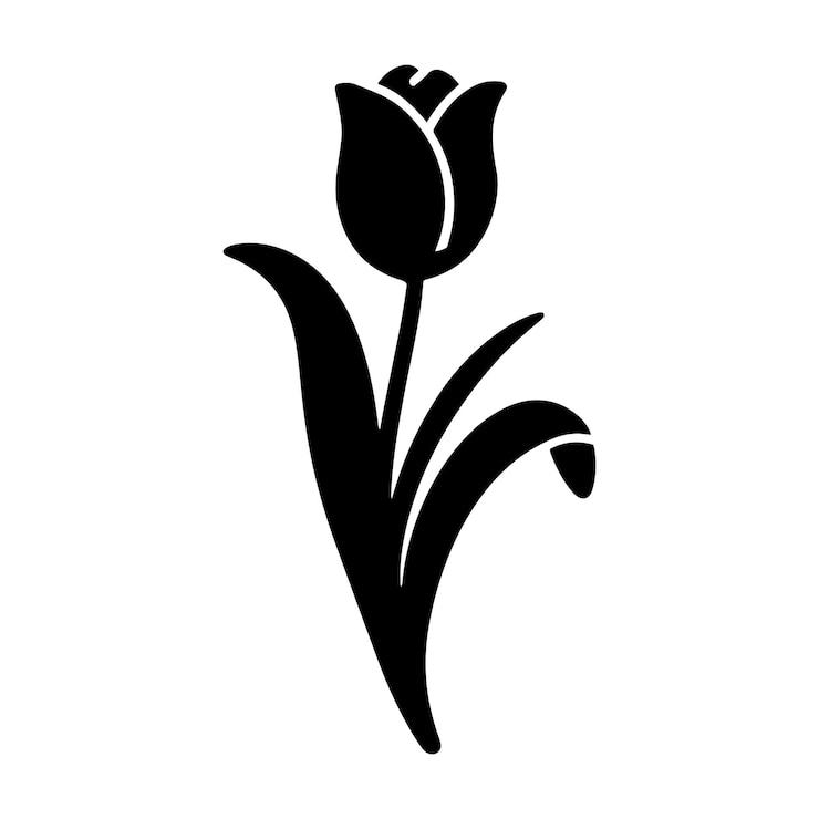 Vector tulip flower icon silhouette vector illustration on white background